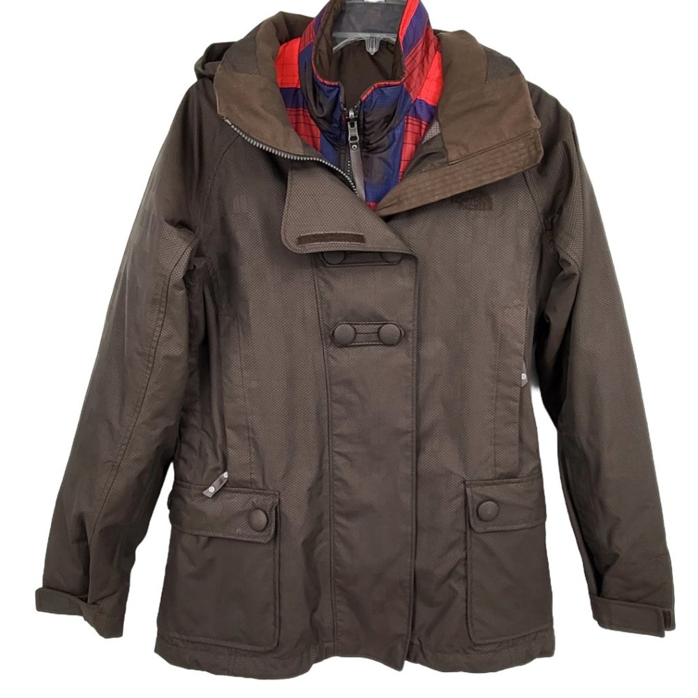 The North Face Brown Medium Thermoball Eco Snow Triclimate‎ Jacket Coat 2 Piece